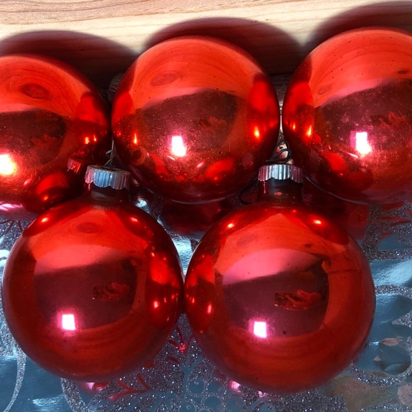 Vintage Shiny Brite Red Jumbo Fanci-Pac Long Christmas Tree Box Glass Ornaments - Picture 7 of 10
